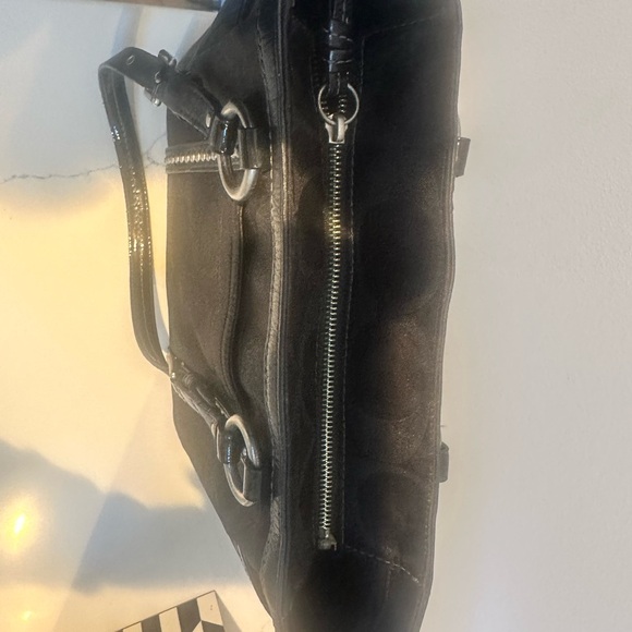 Coach Studded Black Shoulder Bag with Shimmer C logo with Silver Accents - Picture 7 of 10